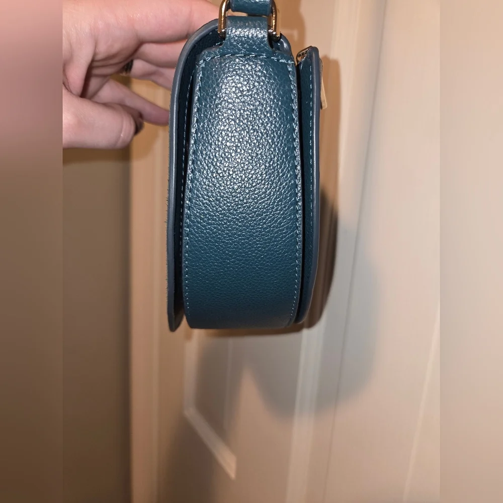 Kate Spade dark turquoise Crossbody Saddle Bag suede and pebbled leather bag - Picture 9 of 16